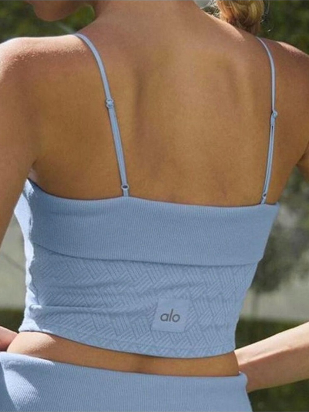 Alo Yoga Doubles Only Bra Tank Seashell Blue Size Small EUC